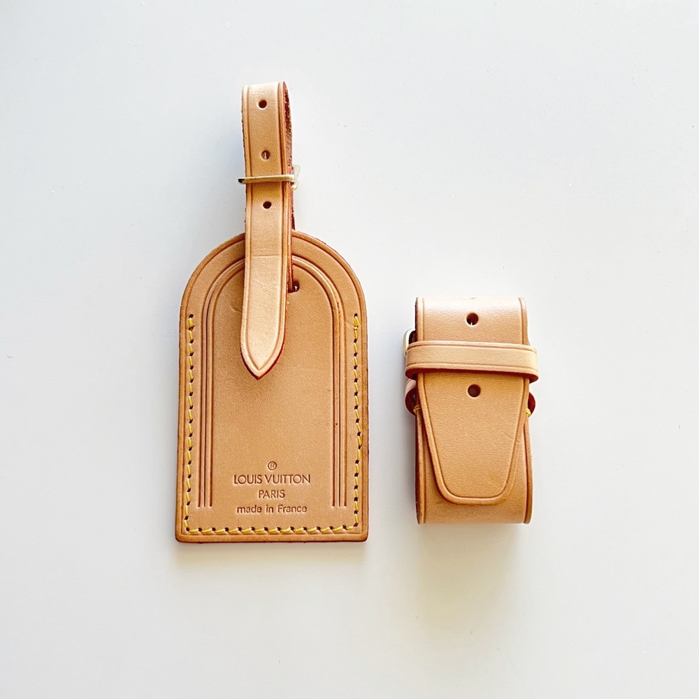 Louis Vuitton Tan Leather Luggage Tag Set